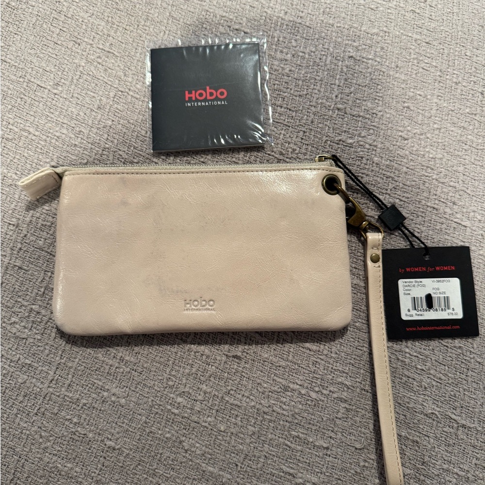 Hobo International Darcie Fog Wristlet with Brass Hardware—NWT